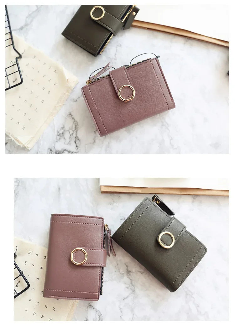 New Short Women Wallets Fashion Simple Cute Small Female Wallets PU Leather Card Holder Women's Purse