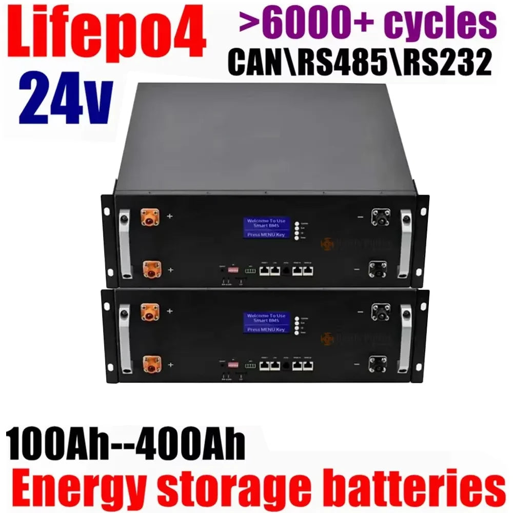 24V 100Ah Lifepo4 Battery 120Ah 150Ah 180Ah 200Ah 280Ah 300Ah 400Ah Lithium Batterie with CAN RS485 for 2KW 3KW Solar System