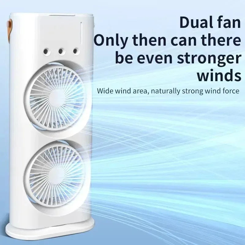 Xiaomi Double-Headed Spray Air Conditioner Fan 3 Speeds Rechargeable USB Desk Air Cooler Night Light with Remote for Office Home