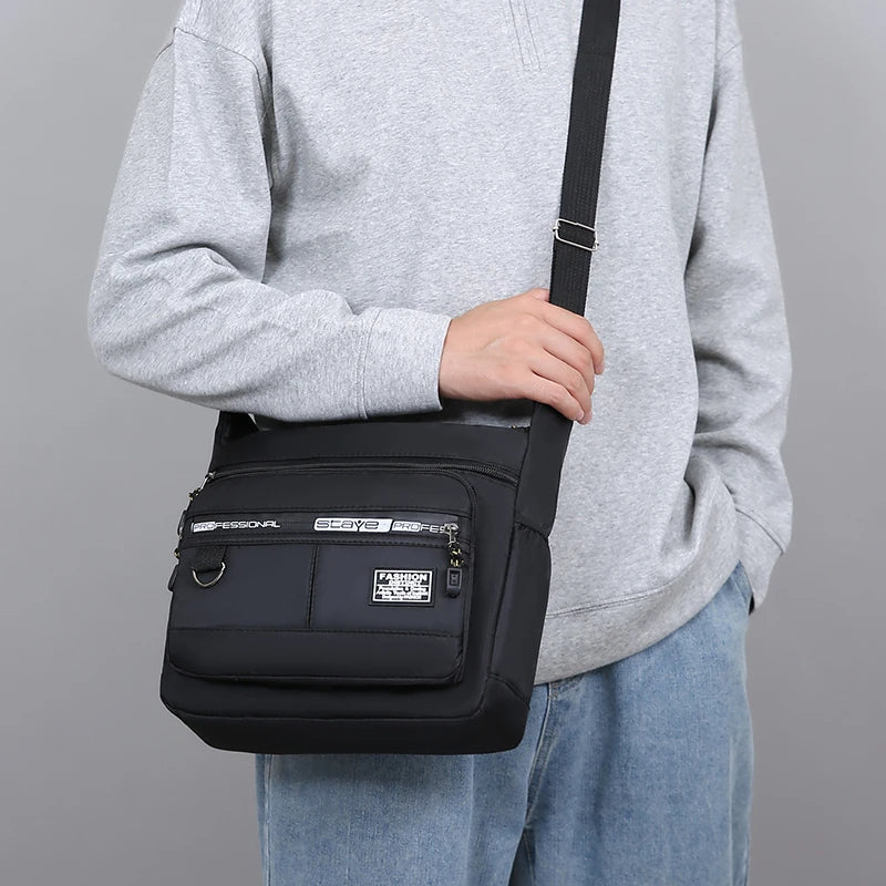 Lightweight Casual Oxford Shoulder Bags for Men Portable Large Capacity Crossbody Bag with Multi Pockets Daily Travel Bag Male