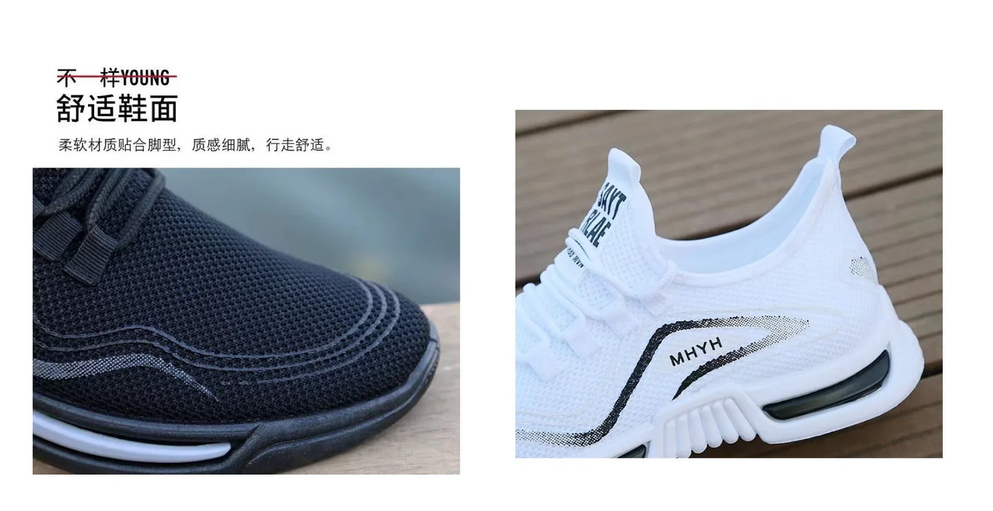 2025 Men's Summer New Sports Shoes Comfortable and Breathable White Shoes Fly Woven Breathable Casual Sneakers for Men