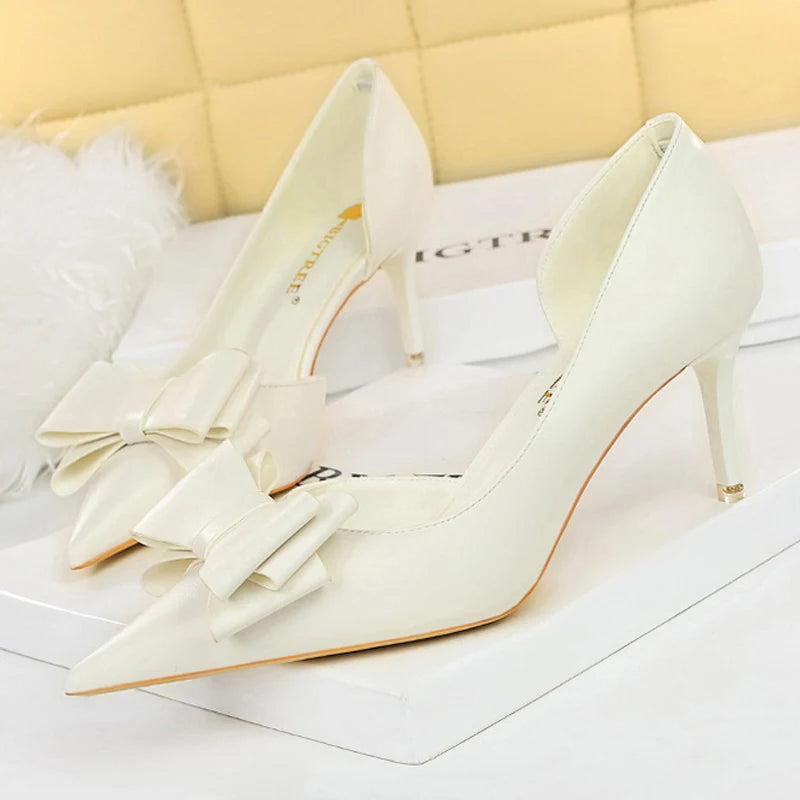 BIGTREE Shoes Bow-knot Woman Pumps Stiletto 10.5 Cm Women Basic Pump Pointed Toe Classic Pumps Sexy High Heels Women Shoes 2025