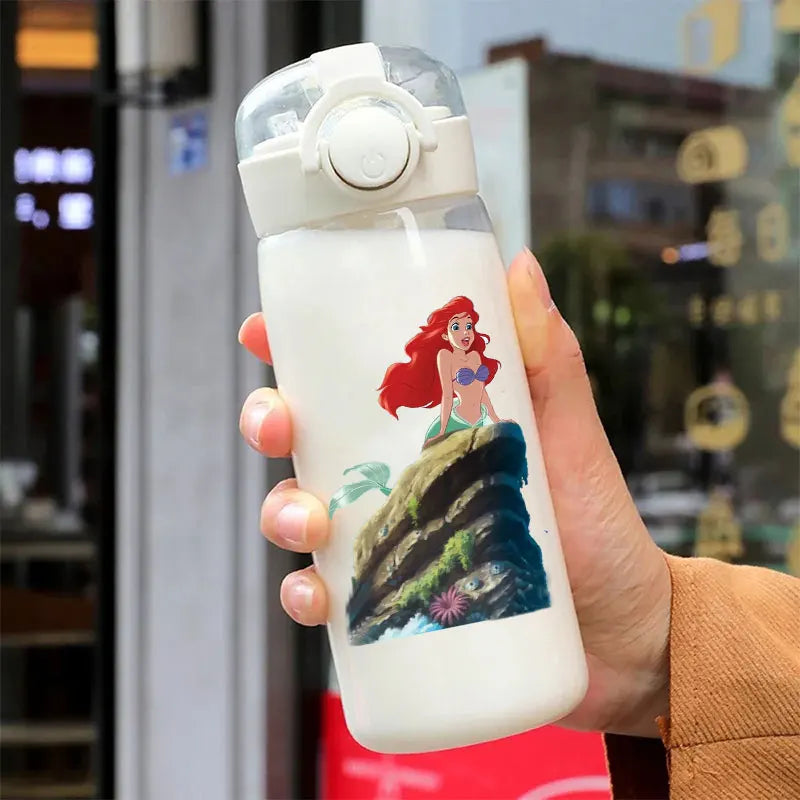 Straw 600/400ML Water Cup Princess Children Portable Plastic Mermaid Frozen Transparent Large Capacity Sport Water Bottle