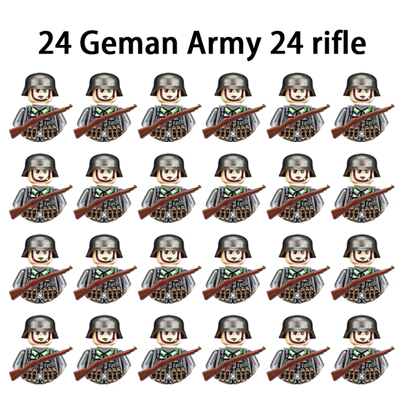 40pcs/batch WWII military characters WWII soldiers National army building blocks weapons Assembling bricks Children's toys