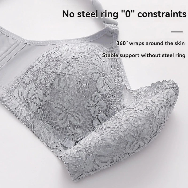 New In Women's Underwear Large Size Sexy Lace Push Up Adjustable Top Bra Without Steel Ring Soft Breathable Sexy Ladies Brassier