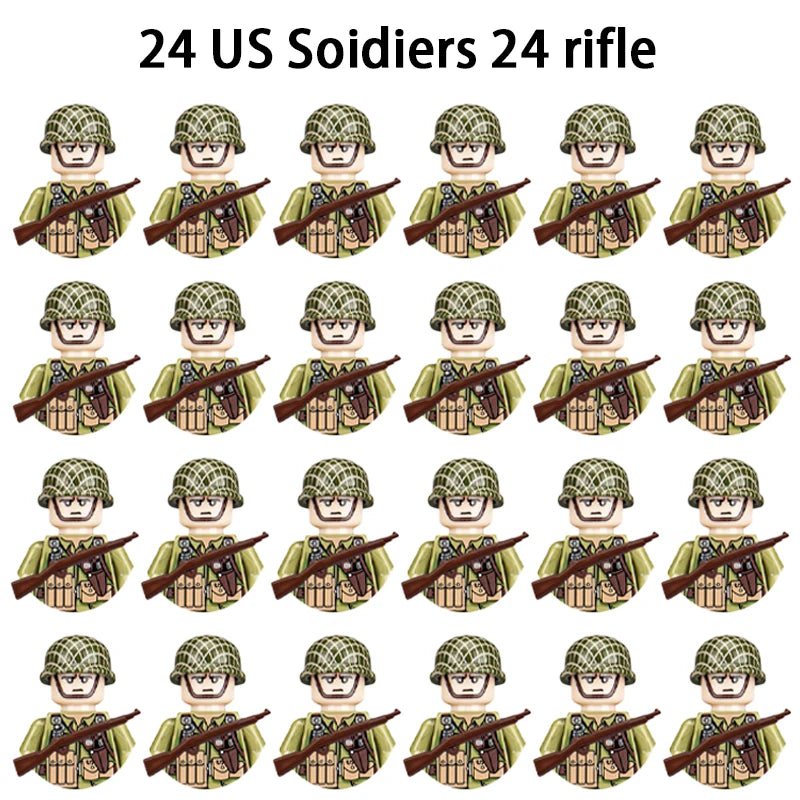 40pcs/batch WWII military characters WWII soldiers National army building blocks weapons Assembling bricks Children's toys