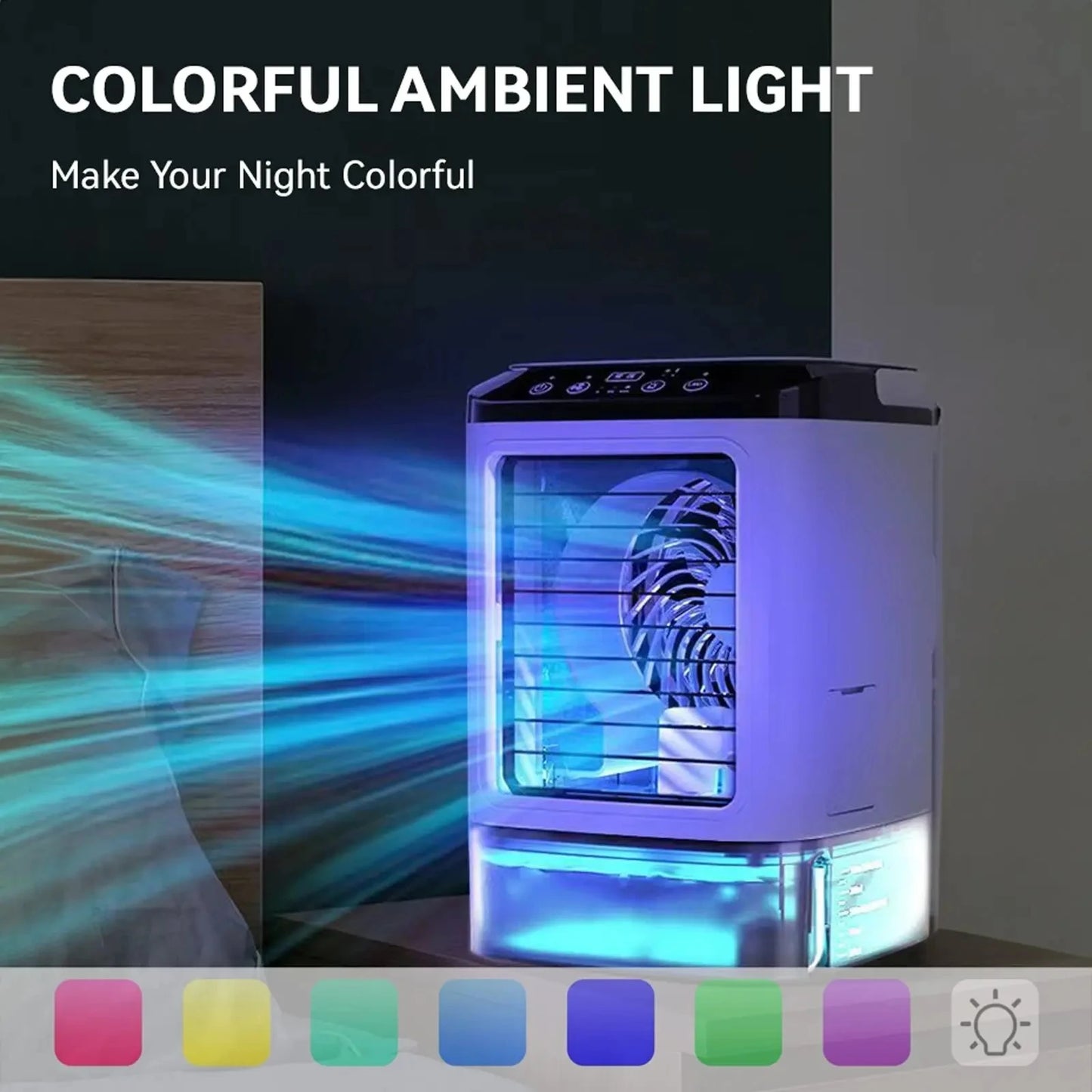 Portable Air Conditioner 3-Speed Small AC Unit Mini Air Cooler 900ML Water Tank Electric Fan With Humidifier for Bedroom Office