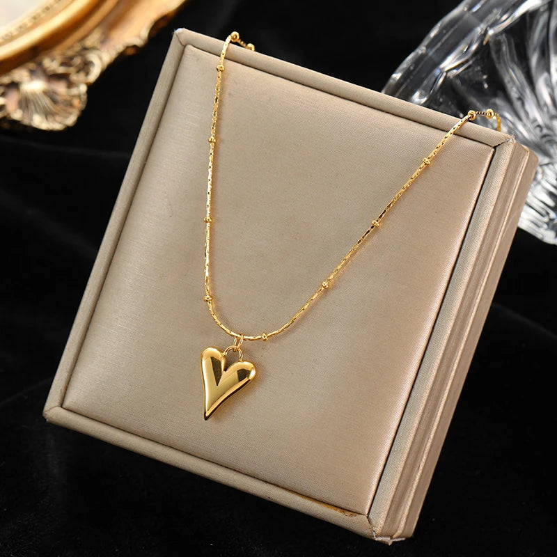 EILIECK 316L Stainless Steel Heart Love Necklace Bracelets Earrings Set For Women New Trendy 18K Gold Plated Waterproof Jewelry