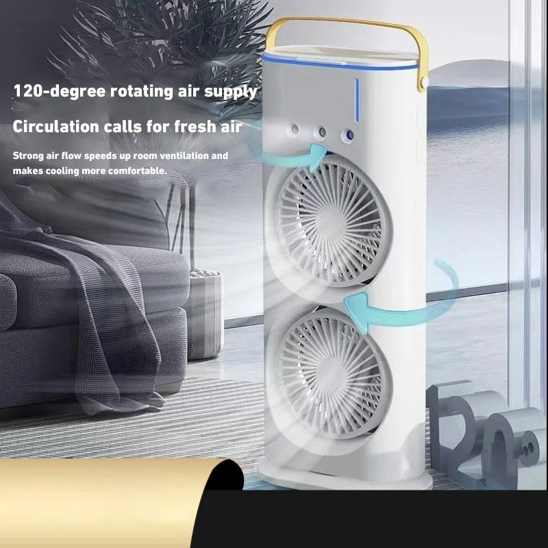 Xiaomi Double-Headed Spray Air Conditioner Fan 3 Speeds Rechargeable USB Desk Air Cooler Night Light with Remote for Office Home