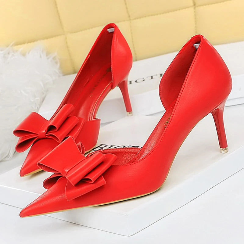 BIGTREE Shoes Bow-knot Woman Pumps Stiletto 10.5 Cm Women Basic Pump Pointed Toe Classic Pumps Sexy High Heels Women Shoes 2025