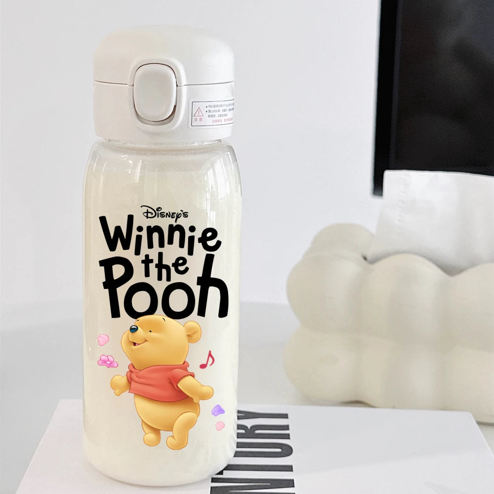 Pooh Bear Mickey Mouse 600ml Cartoon Water Bottle Portable Cute Straw Cup Kids Leak-proof Drinking Jug Outdoor Camping Travel