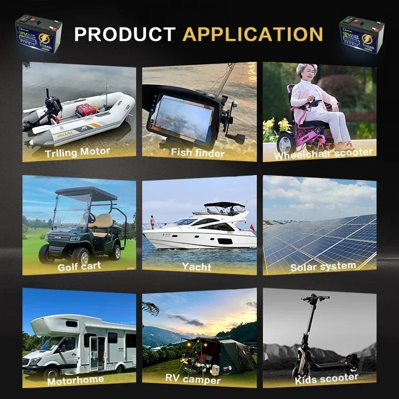 12V 150Ah LiFeP04 Battery Deep Cycle Lithium Battery 30A BMS 6000+ Cycles Perfect for Solar Fish Finder Power Wheel Boat Home RV