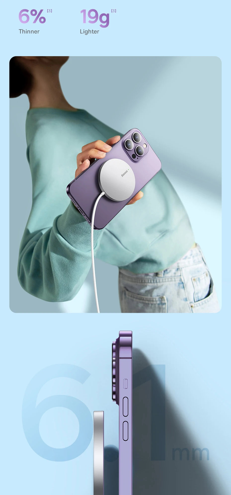 Baseus 15W Magnetic Wireless Chargers for iPhone 15 Qi Wireless Charger Fast Charging Pad for iPhone 13 12 Mini Phone Charger