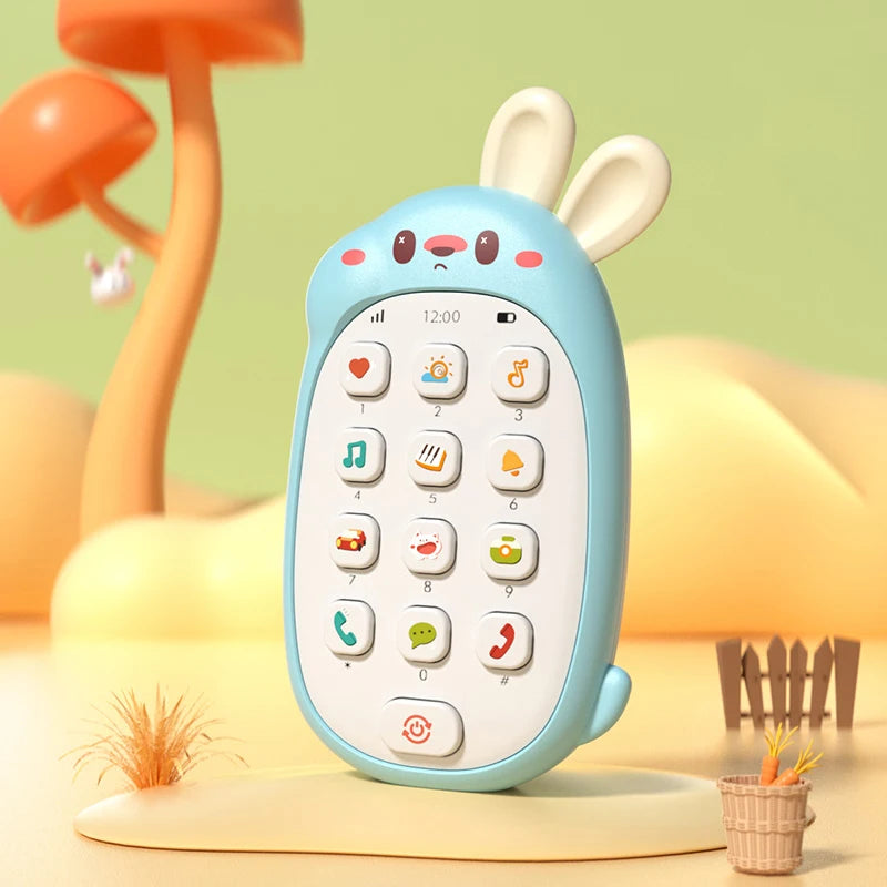 Children's rabbit toys mobile phones baby chewable puzzle multifunctional music phone male and female without battery