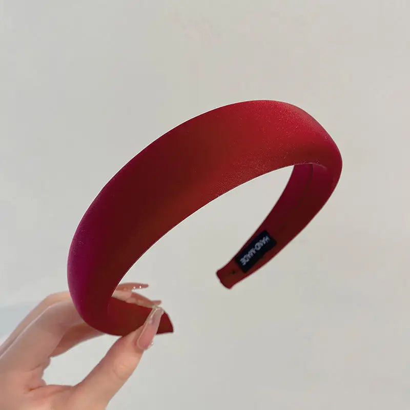 Fashion Women Thick Sponge Headband Padded Ladies Hair Band Girl Hair Hoop Satin Covered Soft Headwear Hair Accessories Bezel