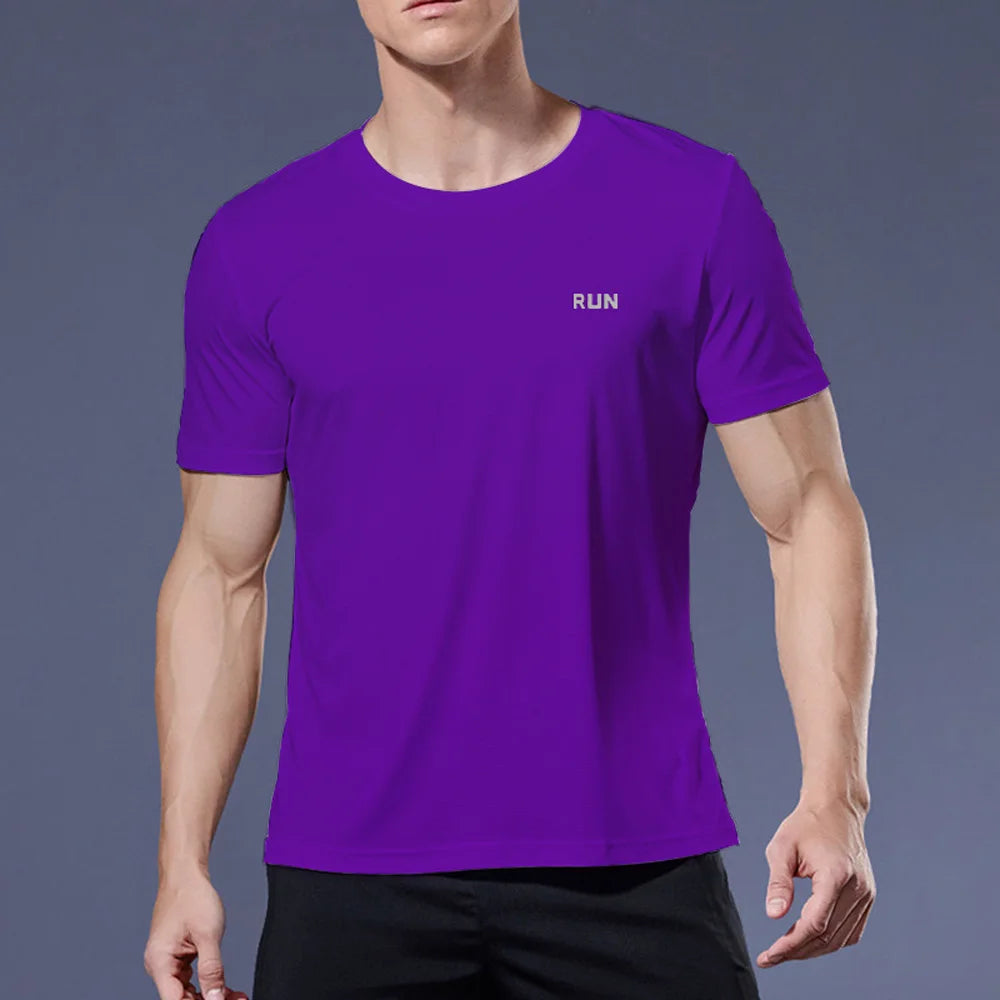 Polyester Sports Gym T Shirt Men Short Sleeve Dry Fit T-Shirt Lightweight Shirt Top Workout Fitness Training Running Shirt S-5XL