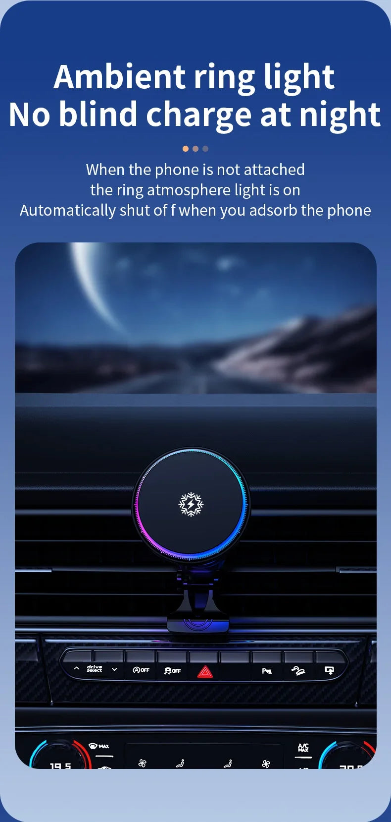 15W ice Cooling Magnetic Wireless Car Charger for iPhone 16 15 14 13 12 Pro Max MacSafe Car Phone Holder Fast Charging Station