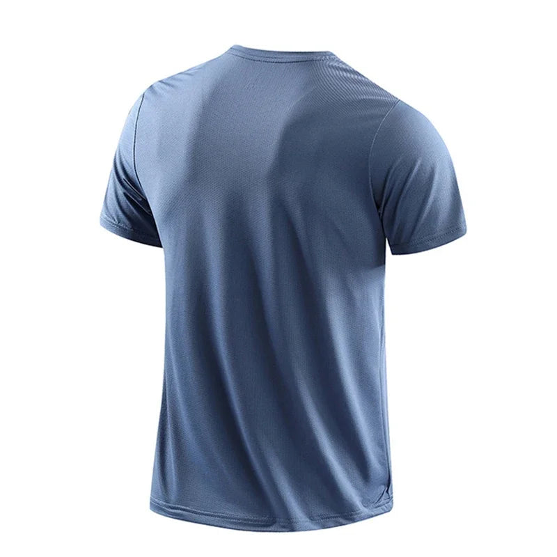 Men's Running Quick Drying T-shirts Breathable Hiking Fishing Tees Soft Elasticity Outdoor Sports Short Shirt Summer