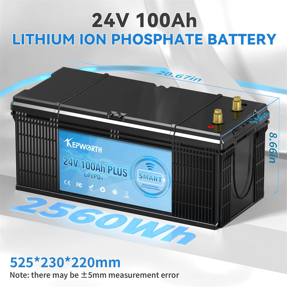 Newest 12V 100Ah 120Ah 200Ah 24V 100Ah LiFePO4 Battery Built-in Bluetooth BMS For RV Campers Golf Cart Off-Road Off-Grid Solar