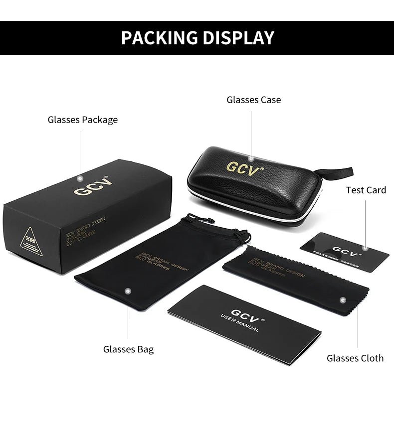 GCV Men Polarized Sunglasses Aluminum Magnesium Sun Glasses Driving Glasses Rectangle Shades For Men UV400