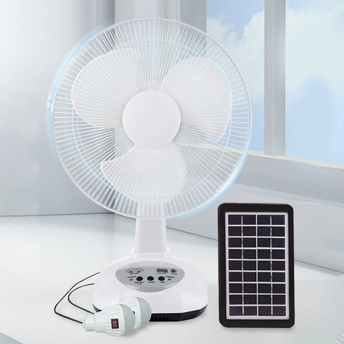 Solar Powered Fan Portable Solar Desktop Fan Multipurpose Desktop Bedside Fan Rechargeable for Camping Home Outdoor Office