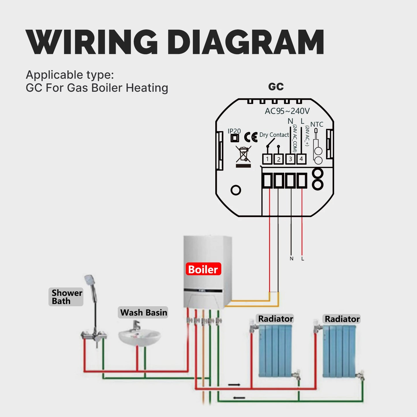 WiFi Smart Home Heating Knob Thermostat Temperature Controller For Water Gas Boiler Electric Heating Works with Alexa GoogleHome