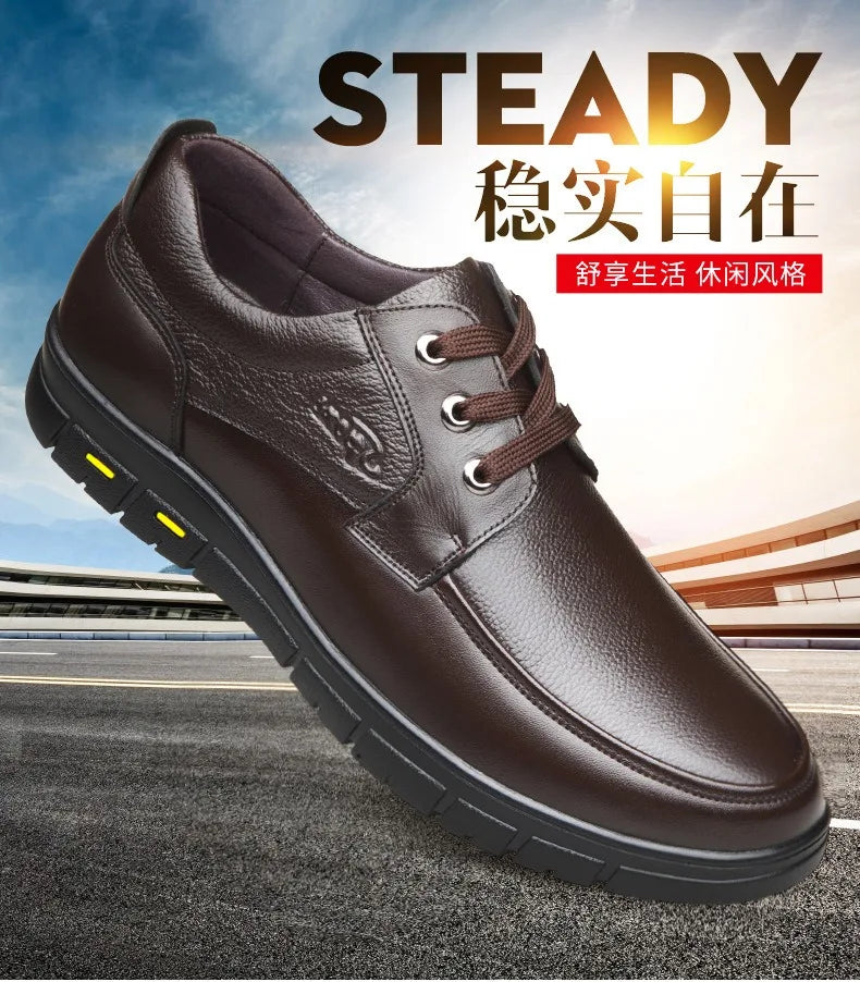 Hot Sale Men Genuine Leather Casual Shoes Soft Sole Walking Shoes Luxury Brand Middle-aged Old Man Dad Lightweight Loafers Shoes