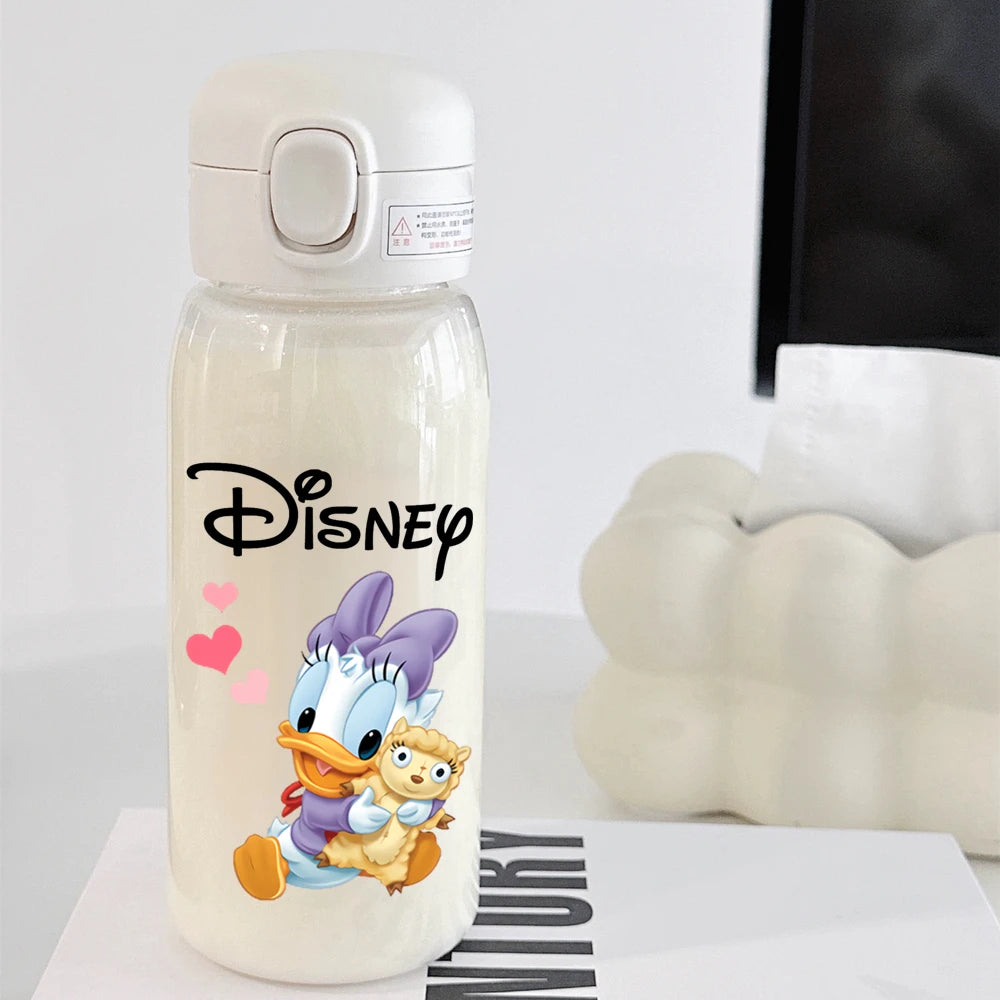 Pooh Bear Mickey Mouse 600ml Cartoon Water Bottle Portable Cute Straw Cup Kids Leak-proof Drinking Jug Outdoor Camping Travel