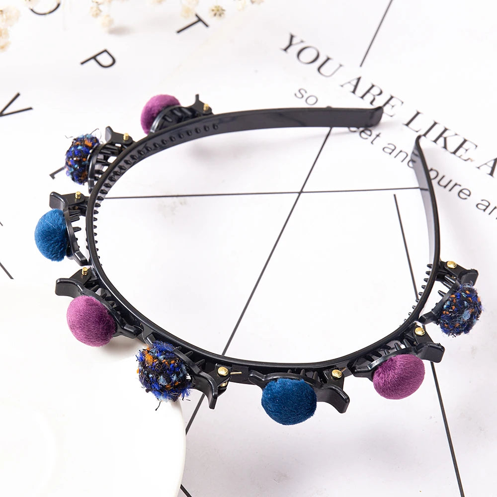 Double Layer Bands Clip Hairbands Fashion Plastic Braided Headband Punk New Knitting Womens Headwear Hair Accessories Pearl