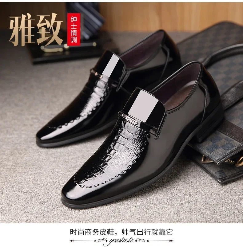 New 2024 Men Leather Shoes Business Classic Office Shoes for Men Crocodile Pattern Men Dress Shoes Breathable Brand Casual