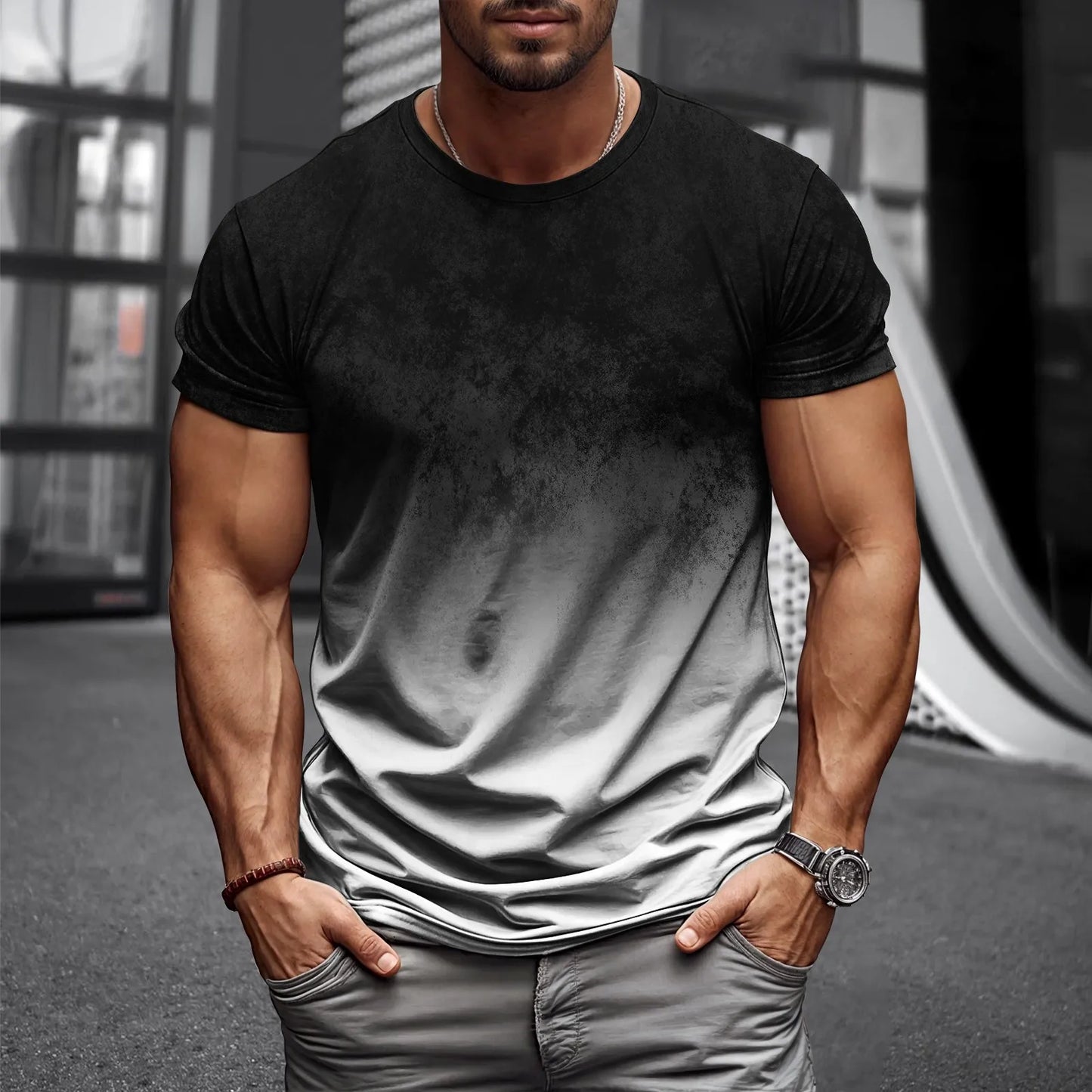 2025 New Arrival Mens T Shirt 3D Geometry Print Summer Streetwear Short Sleeve Tee Harajuku Style Casual Top Lightweight Fabric