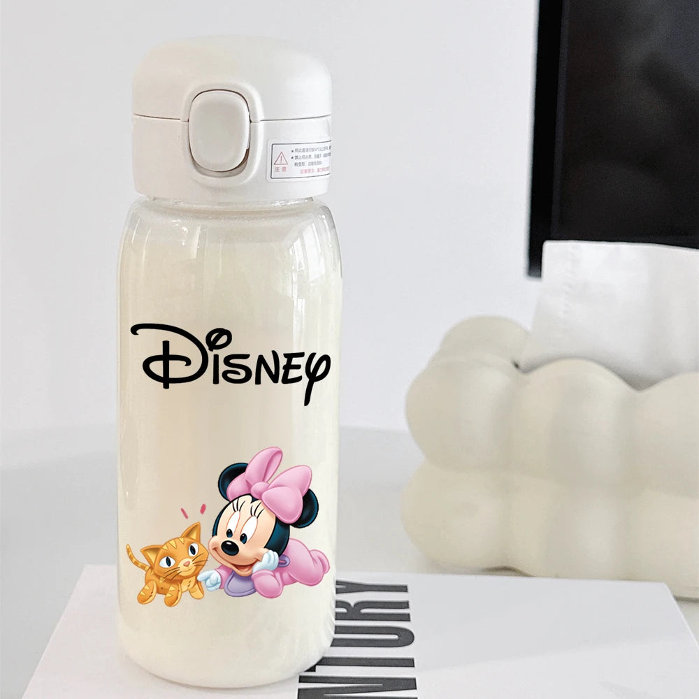 Pooh Bear Mickey Mouse 600ml Cartoon Water Bottle Portable Cute Straw Cup Kids Leak-proof Drinking Jug Outdoor Camping Travel