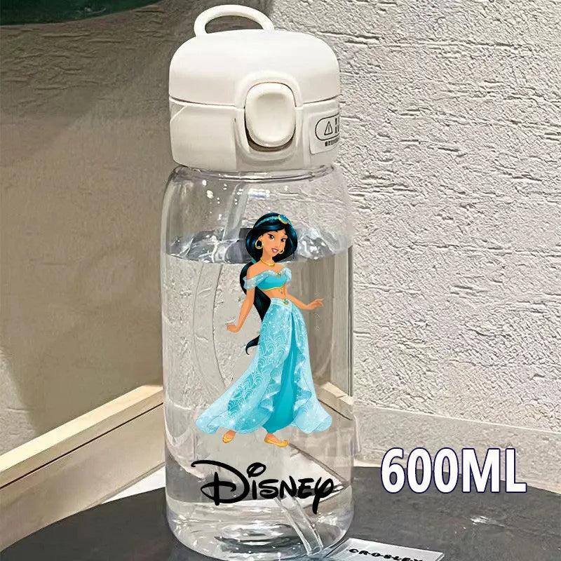Straw 600/400ML Water Cup Princess Children Portable Plastic Mermaid Frozen Transparent Large Capacity Sport Water Bottle