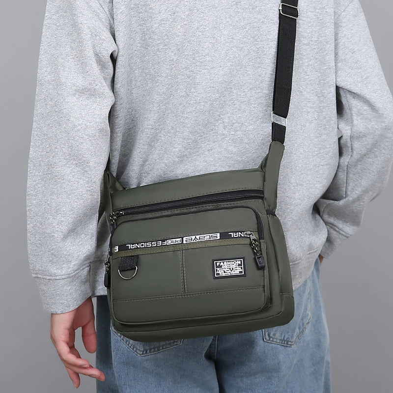 Lightweight Casual Oxford Shoulder Bags for Men Portable Large Capacity Crossbody Bag with Multi Pockets Daily Travel Bag Male