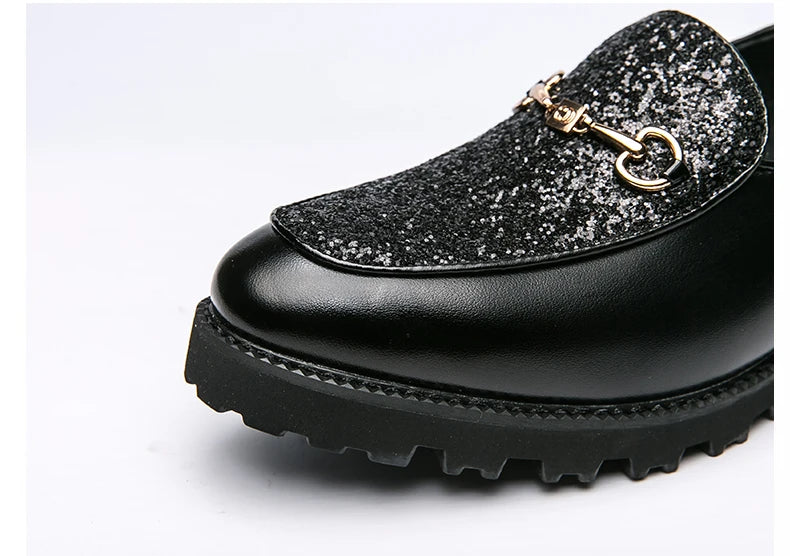 Shiny Leather Shoes for Men Platform Dress Shoes Luxury Slip on Men Loafers Party Designer Wedding Footwear Zapatos Para Hombres