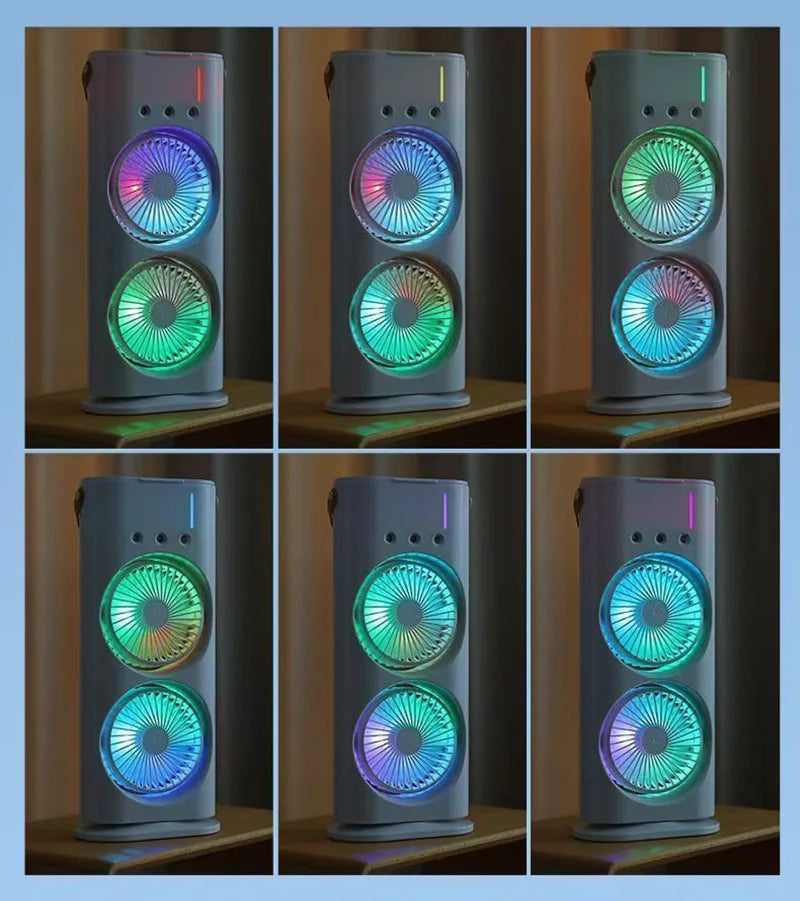 Xiaomi Double-Headed Spray Air Conditioner Fan 3 Speeds Rechargeable USB Desk Air Cooler Night Light with Remote for Office Home