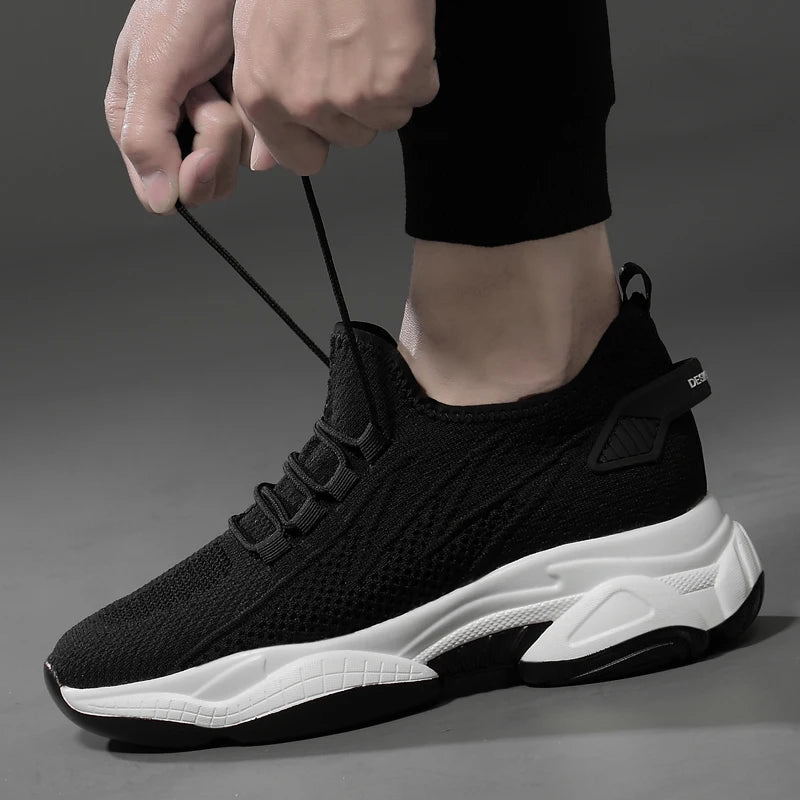 Chunky Sneakers Mesh Men's Elevator Sneakers 6cm 8cm Heel Lift Insole Plus Size36-44