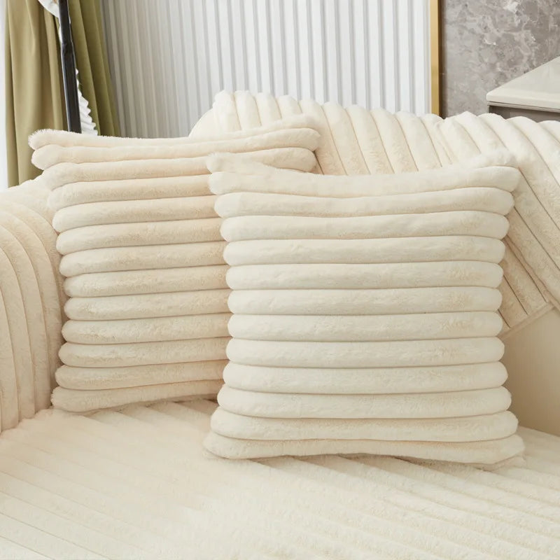 Winter thickened faux rabbit fur sofa cushion, warm seat pad, sofa slipcover for winter