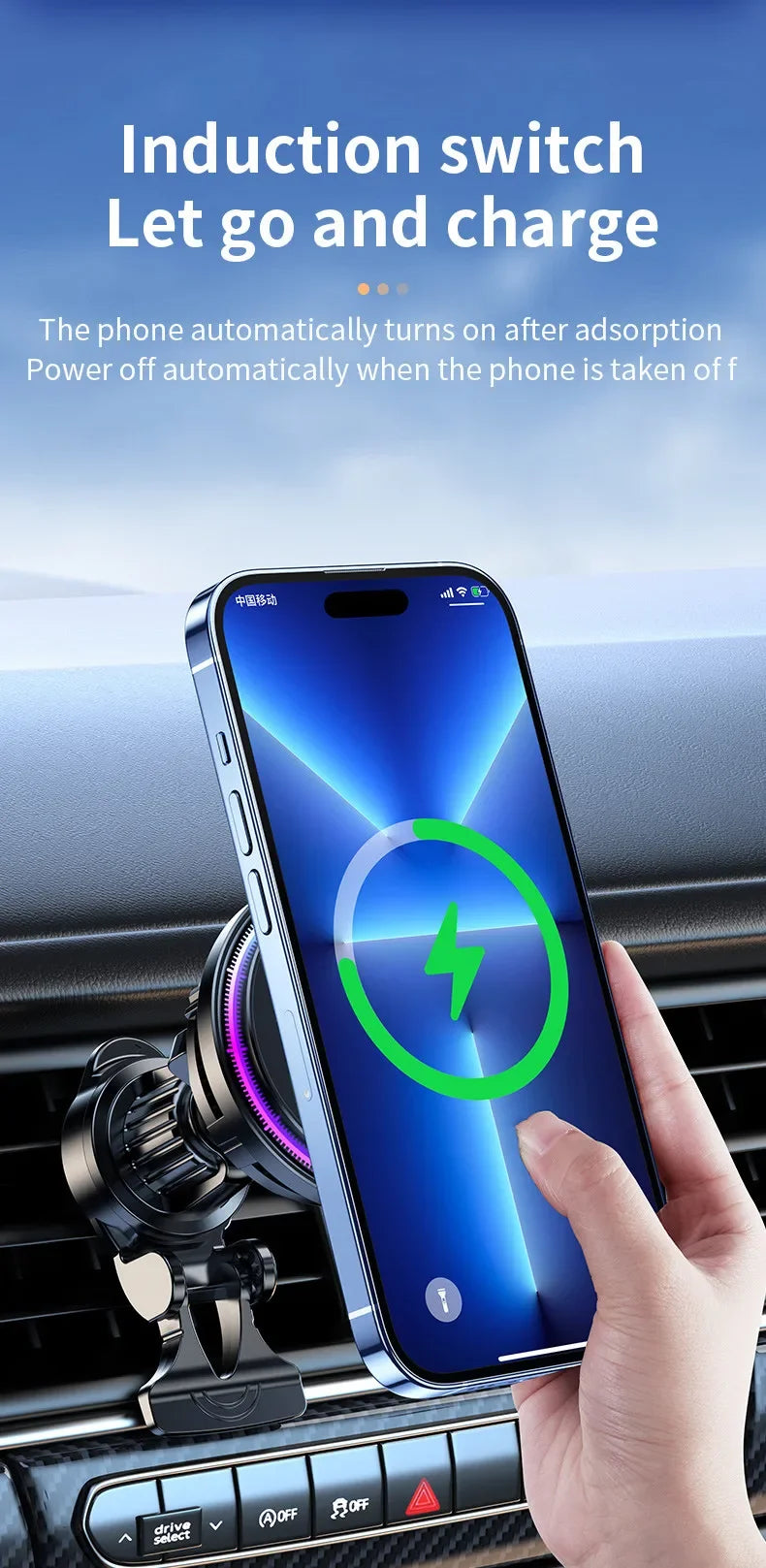 30W Ice Cooling Magnetic Wireless Car Charger Fast Charging Station for iPhone 15 14 13 Pro Max MacSafe Car Phone Holder Stand