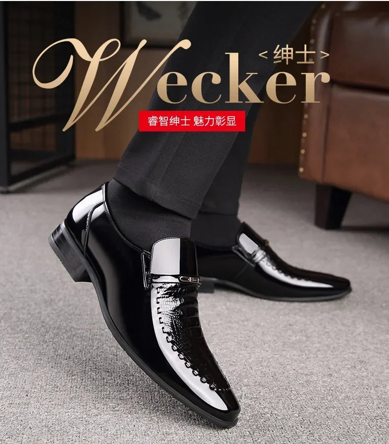 New 2024 Men Leather Shoes Business Classic Office Shoes for Men Crocodile Pattern Men Dress Shoes Breathable Brand Casual