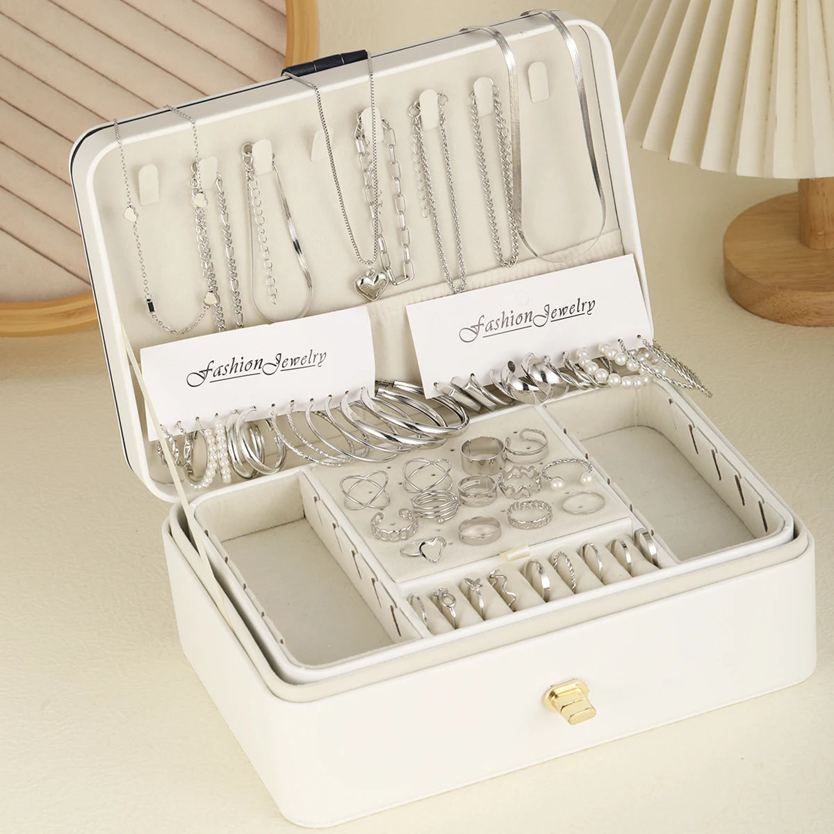 54 Pcs/Set Vintage Elegant Pearl Earrings Ring Heart Pendant Necklace Bracelet For Women Boho Daily Wear Jewelry Set Gifts 2024