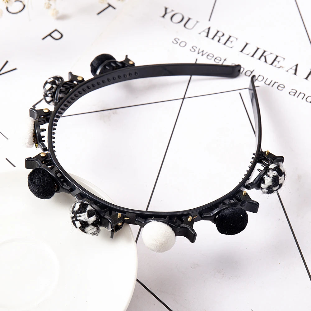 Double Layer Bands Clip Hairbands Fashion Plastic Braided Headband Punk New Knitting Womens Headwear Hair Accessories Pearl