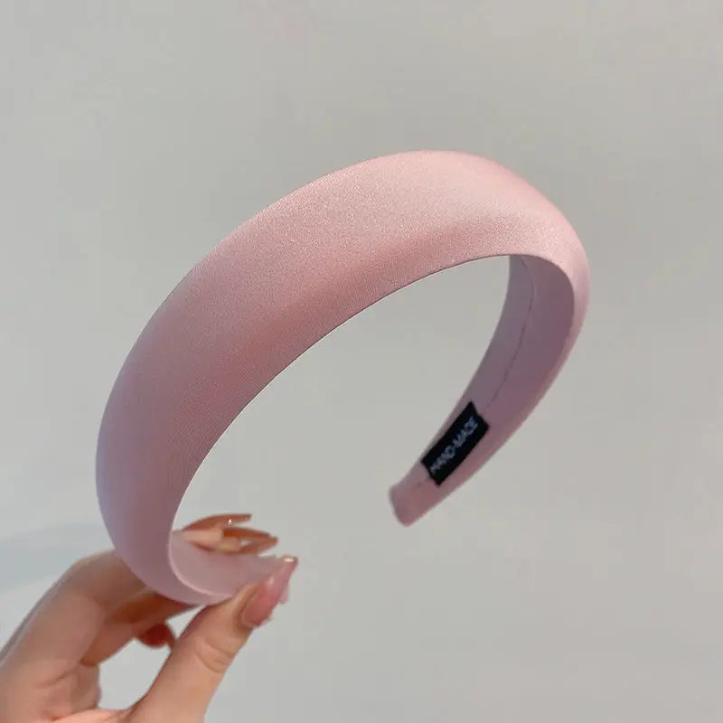 Fashion Women Thick Sponge Headband Padded Ladies Hair Band Girl Hair Hoop Satin Covered Soft Headwear Hair Accessories Bezel