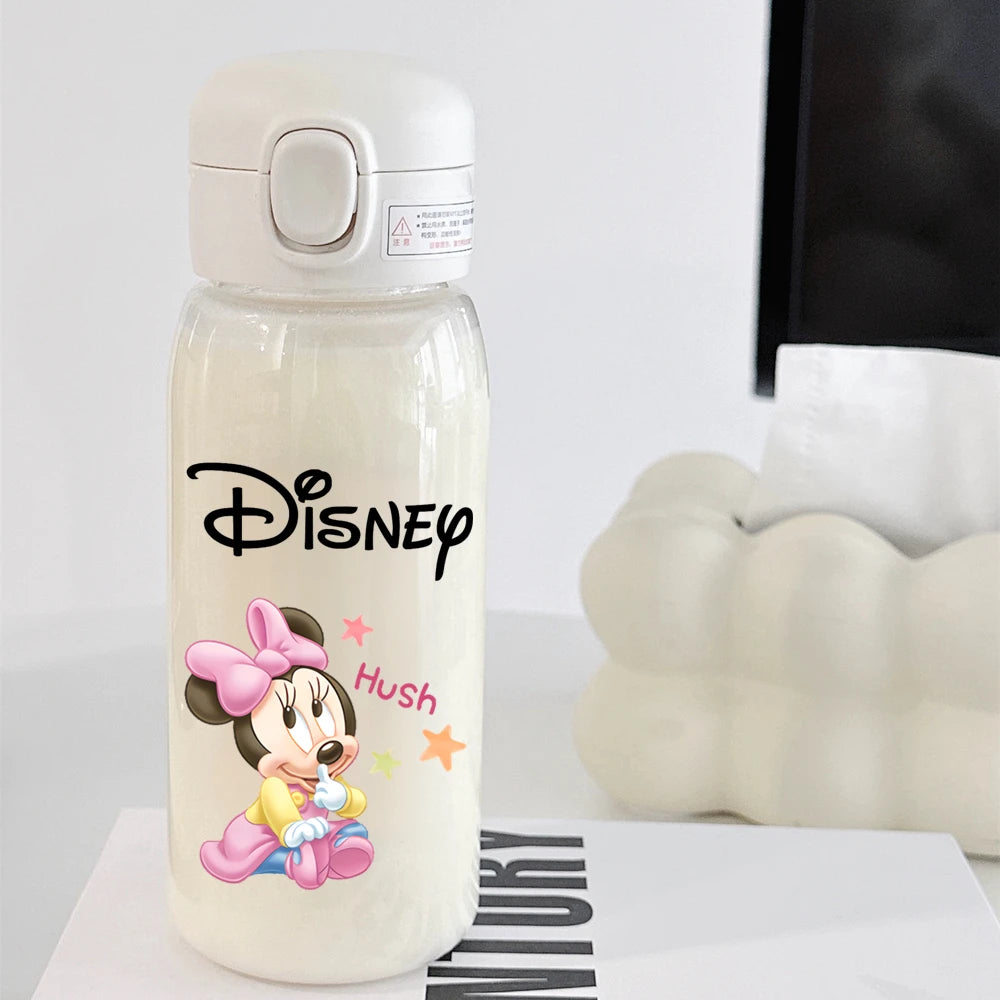 Pooh Bear Mickey Mouse 600ml Cartoon Water Bottle Portable Cute Straw Cup Kids Leak-proof Drinking Jug Outdoor Camping Travel