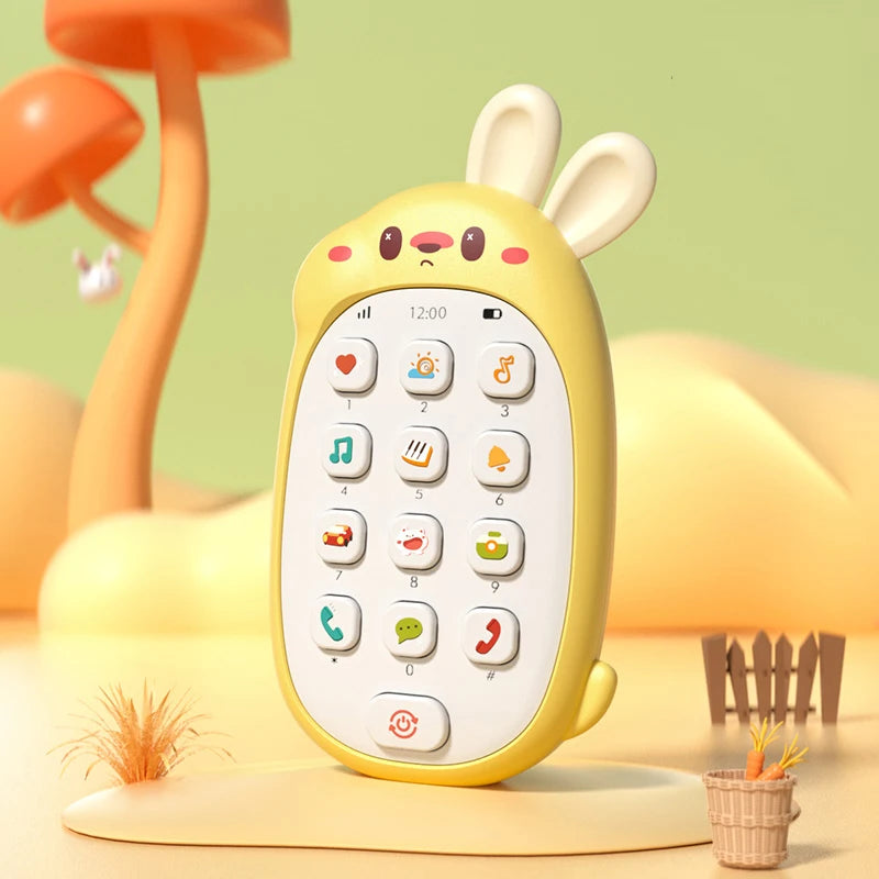 Children's rabbit toys mobile phones baby chewable puzzle multifunctional music phone male and female without battery