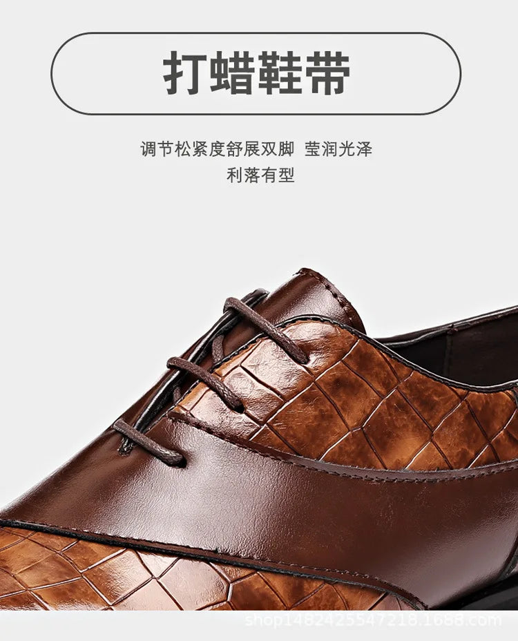 Luxury Leather Shoes for Men Brand Derby Shoes for Men Pointed Toe Lace-up Men's Formal Shoes Handmade Business Footwear 2024
