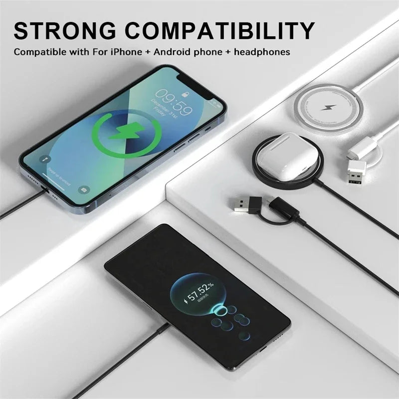 VIKEFON Magnetic Wireless Charger Fast Wireless Charging Pad Stand for iPhone 15 14 13 12 Pro Max Mini Type C Phone Charger