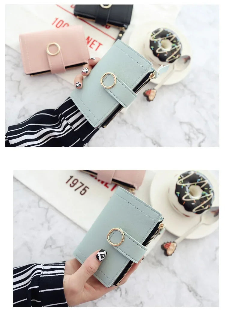 New Short Women Wallets Fashion Simple Cute Small Female Wallets PU Leather Card Holder Women's Purse