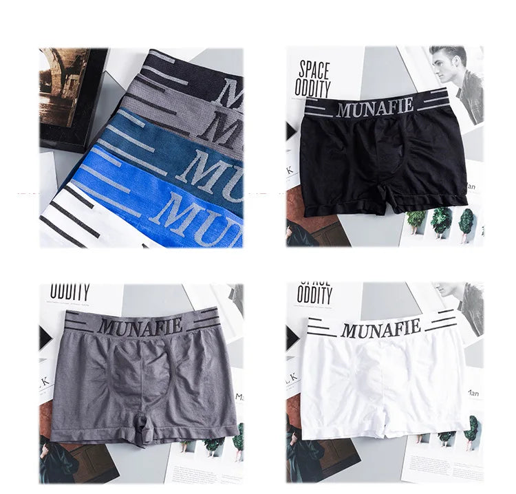 1pc Boxer Briefs Men Shorts Underpants Sexy High Elastic Comfortable Panties Mid-waist Underwear Breathable Male Boxershorts