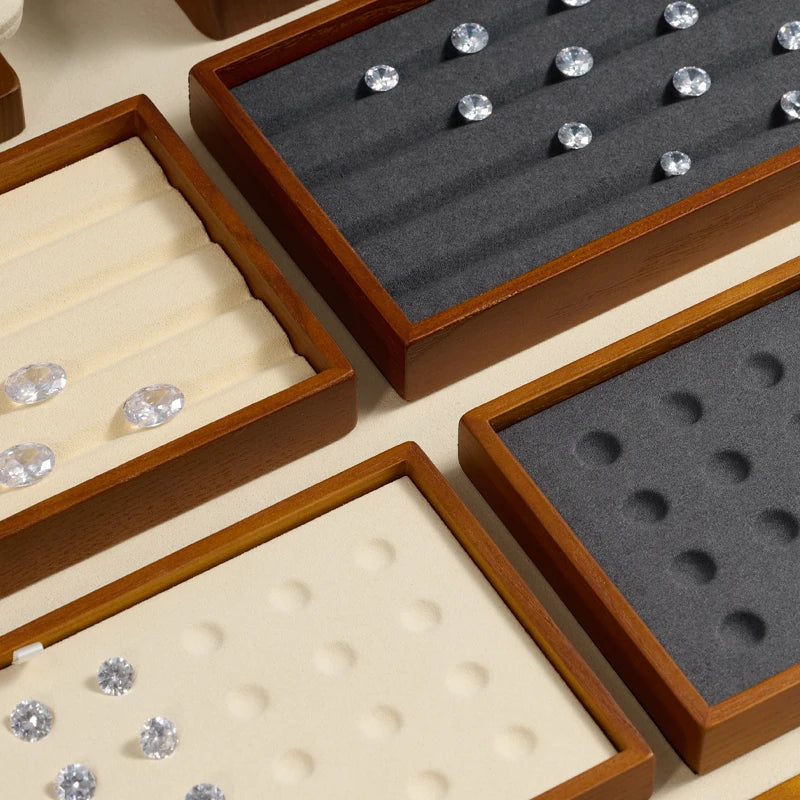 Oirlv Wooden Jewelry Tray Set Bracelet Ring Display Props Sets Jewelry Organizer Holder Necklace Display Stand Jewelry Plate